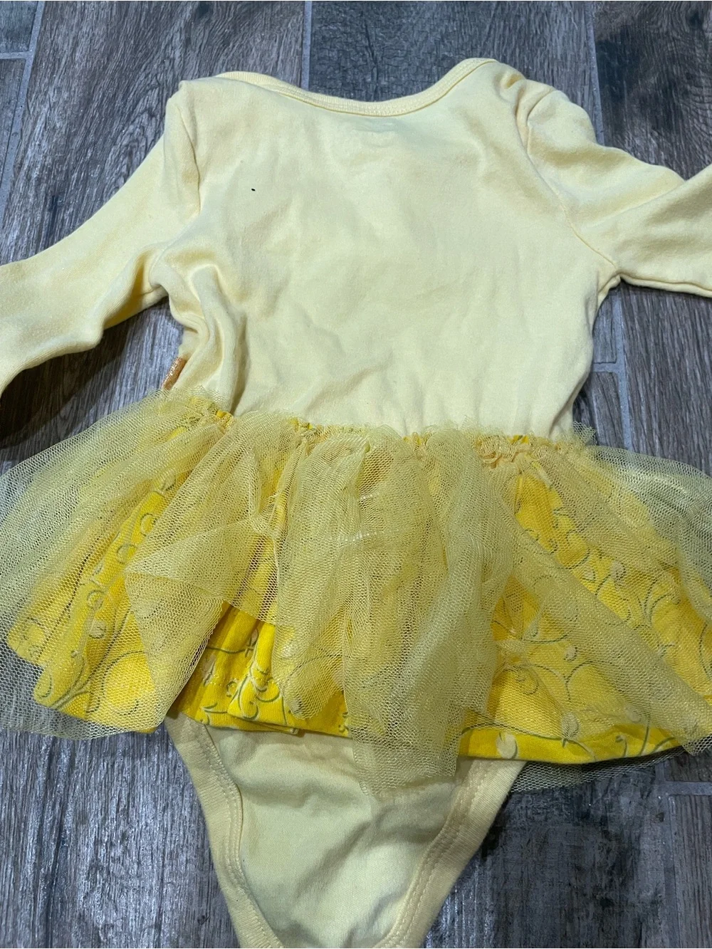 Disney Yellow Princess Belle Tutu Bodysuit with Gold Accents